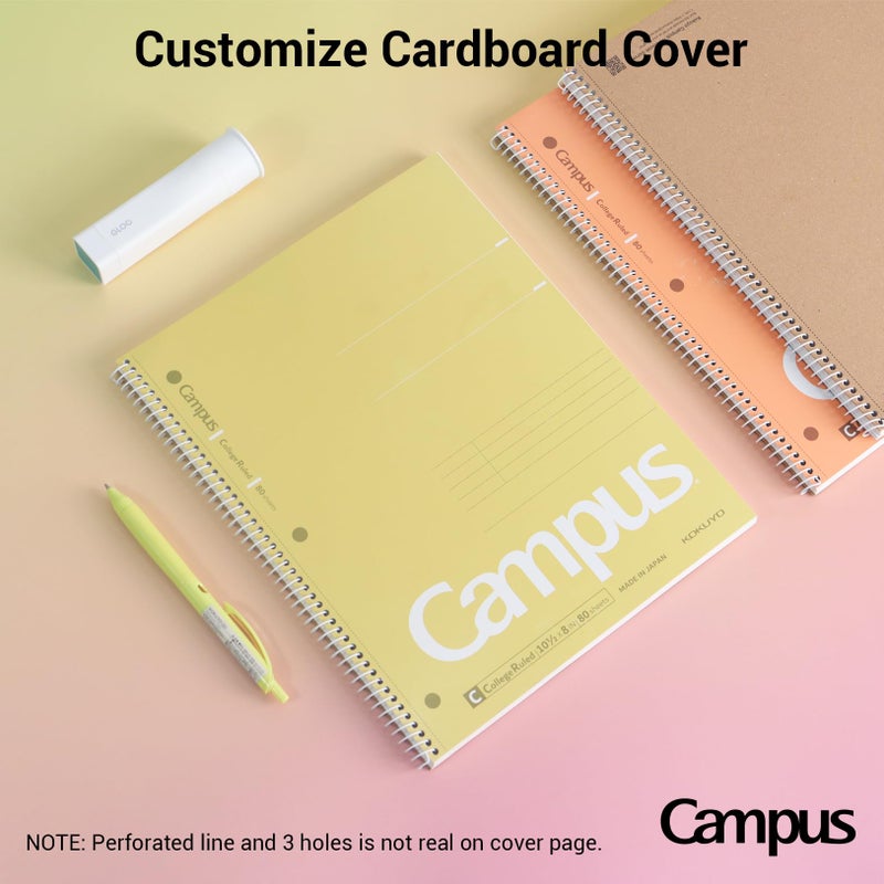 KOKUYO Spiral Notebook, 3 Pack Campus 10-1/2"" x 8"" Subject Notebooks with College Ruled, 80 Sheets, 3 Holes School Spiral Journal for Work Study Note Taking (Yellow, Orange, Purple) - Image 5